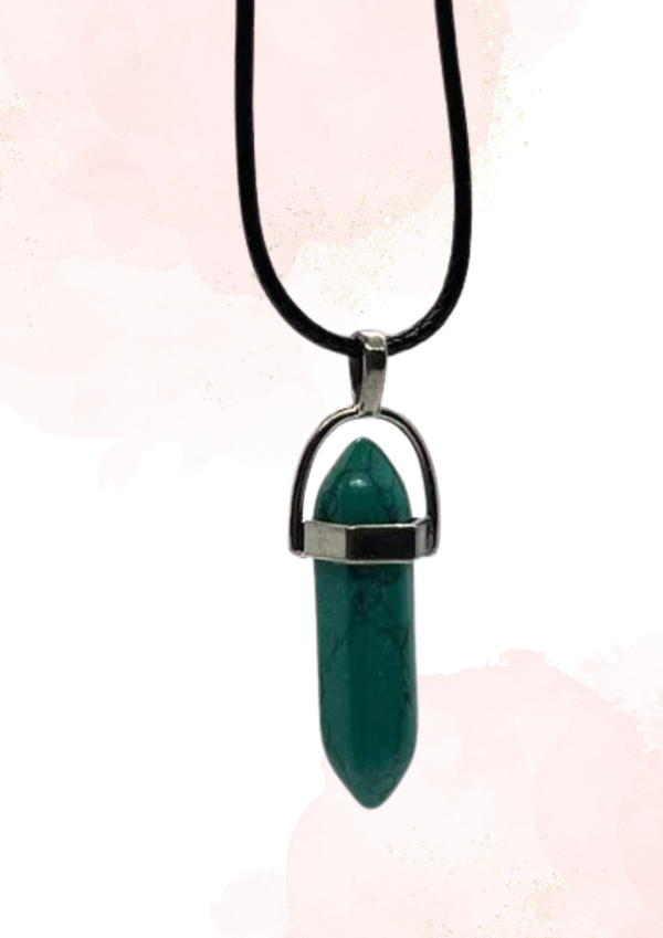 kristalhanger met leren ketting