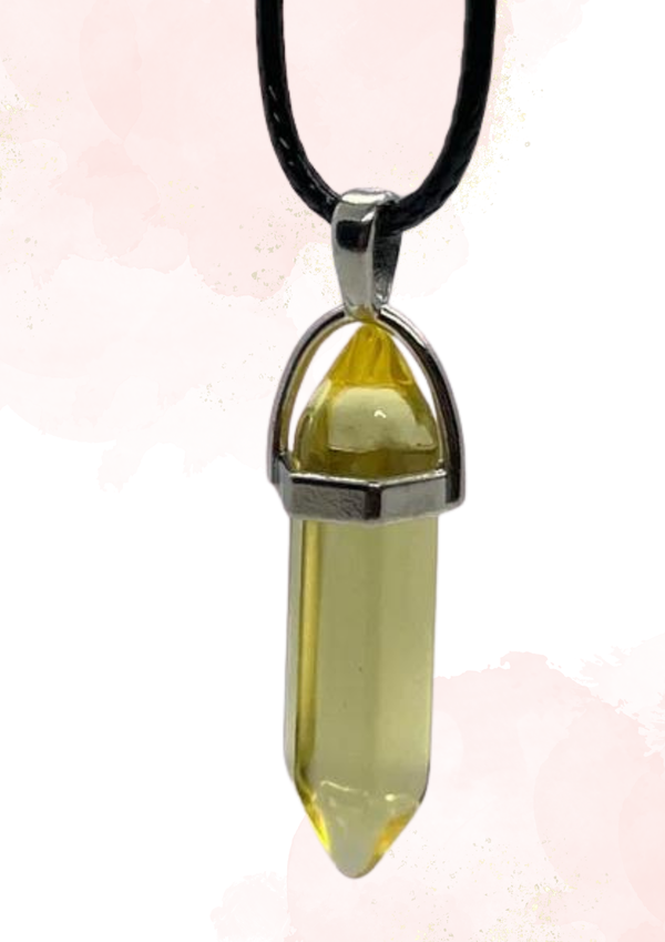 kristalhanger met leren ketting