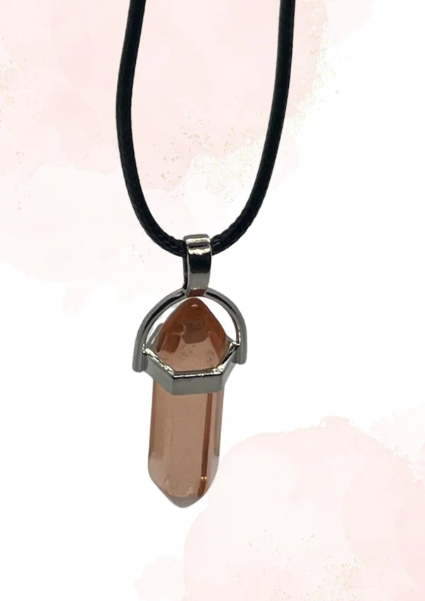 kristalhanger met leren ketting
